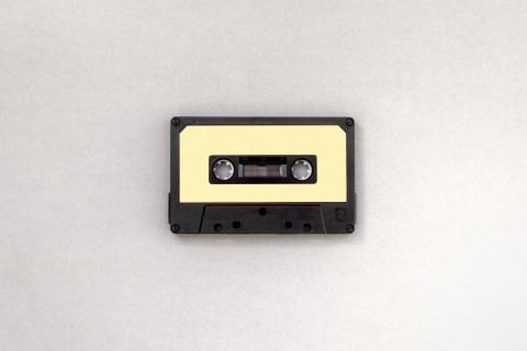 cassette tape on a blank backdrop