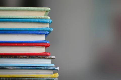 A small stack of books with different coloured covers