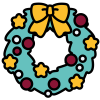 [16:58] Emma Latham A green festive wreath decorated with a yellow bow and stars and red baubles with a white number three in the centre